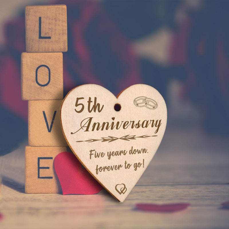 EYITUPC 5 Year Anniversary Picture Frame Gifts  Wood Wedding Anniversary Frame for Wife Men Husband - Image 3